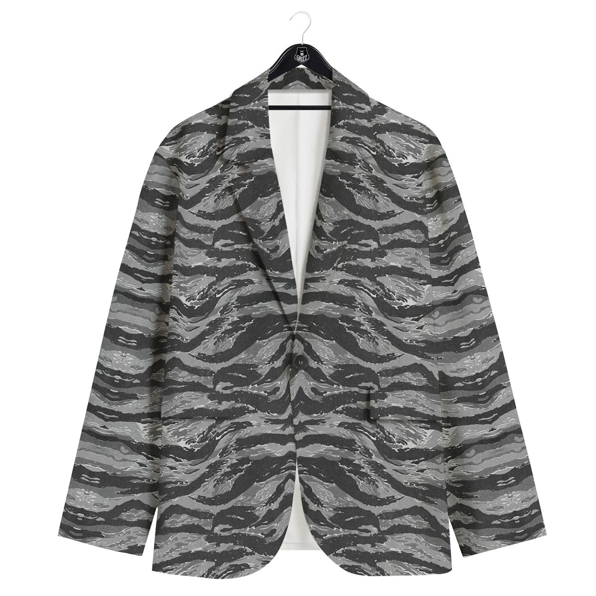 Stripe Camouflage Grey Tiger Print Men's Sport Coat-grizzshop