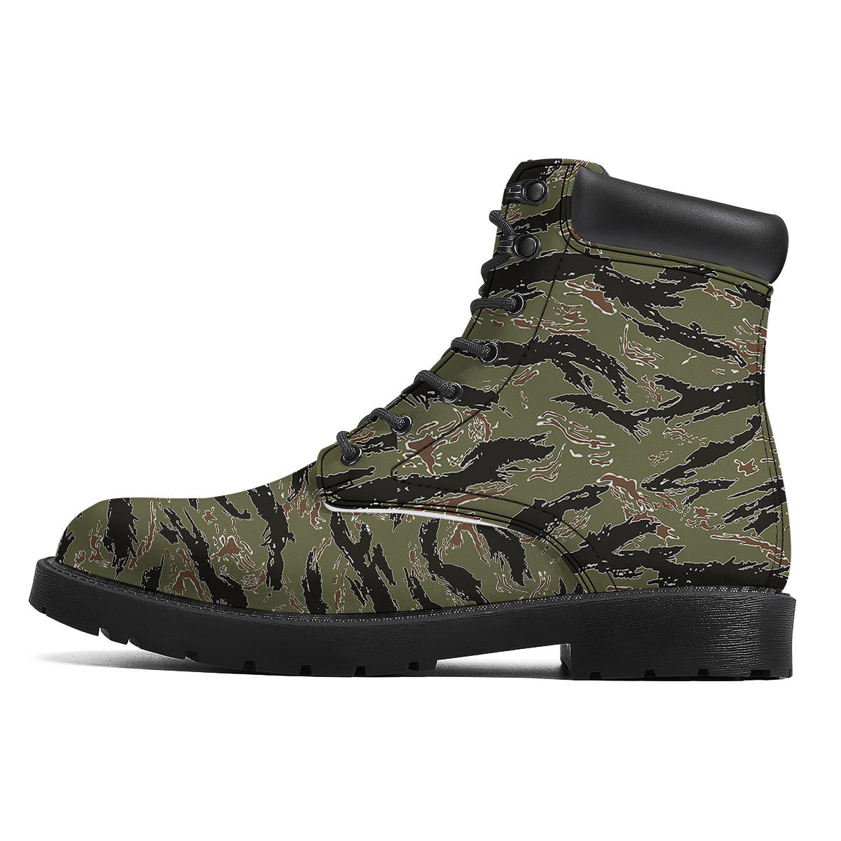 Stripe Camouflage Military Tiger Print Boots-grizzshop