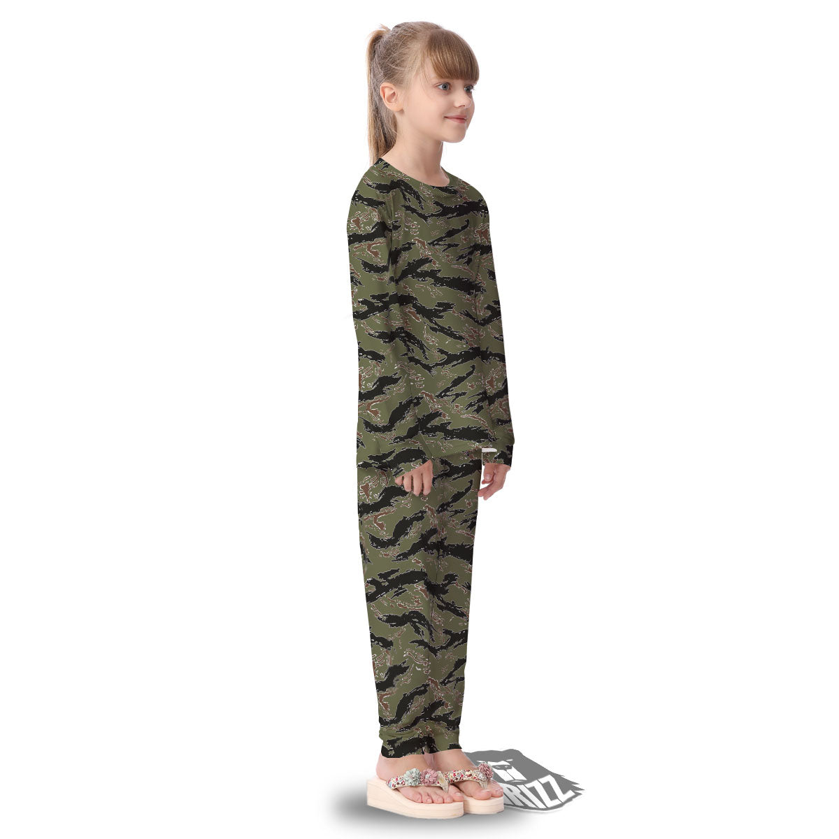 Stripe Camouflage Military Tiger Print Kid's Pajamas-grizzshop