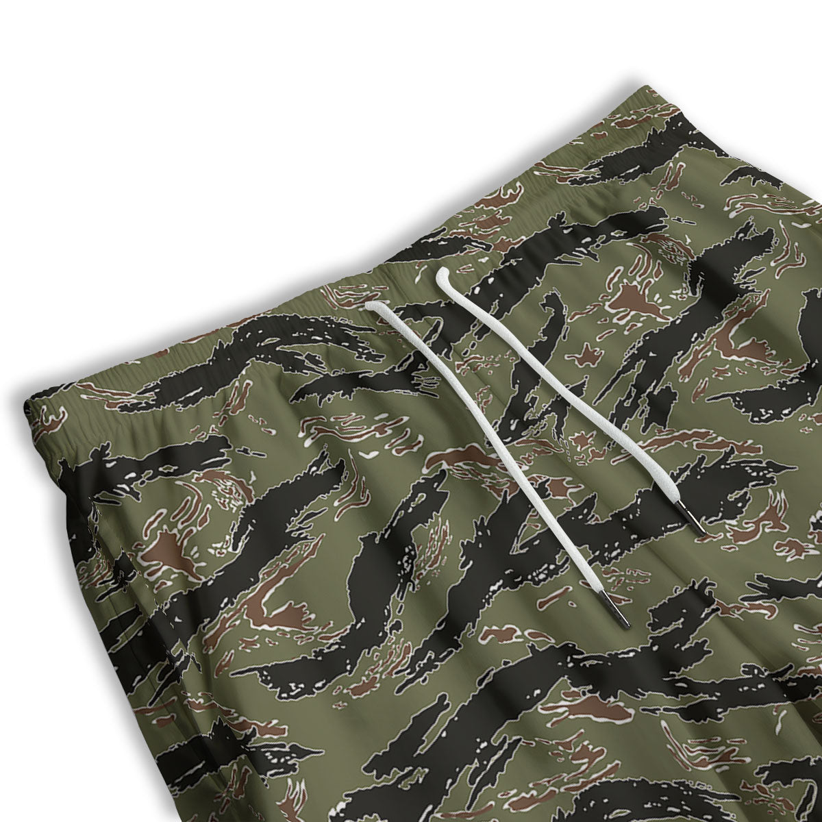 Stripe Camouflage Military Tiger Print Men's Athletic Shorts
