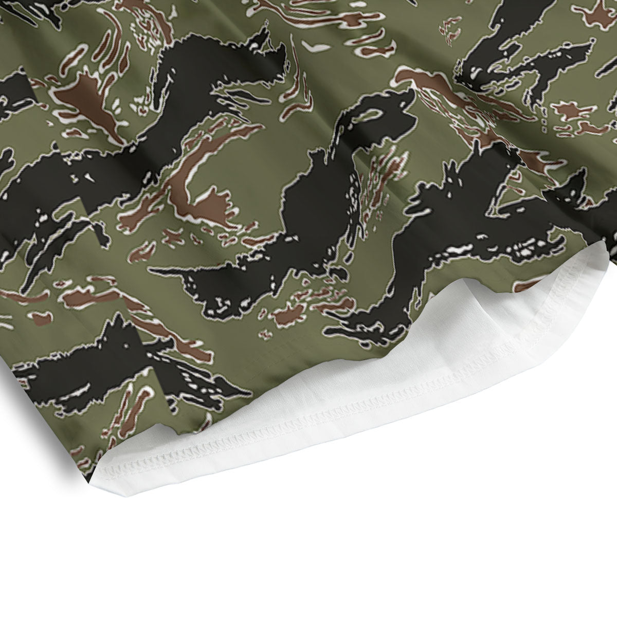 Stripe Camouflage Military Tiger Print Men's Athletic Shorts