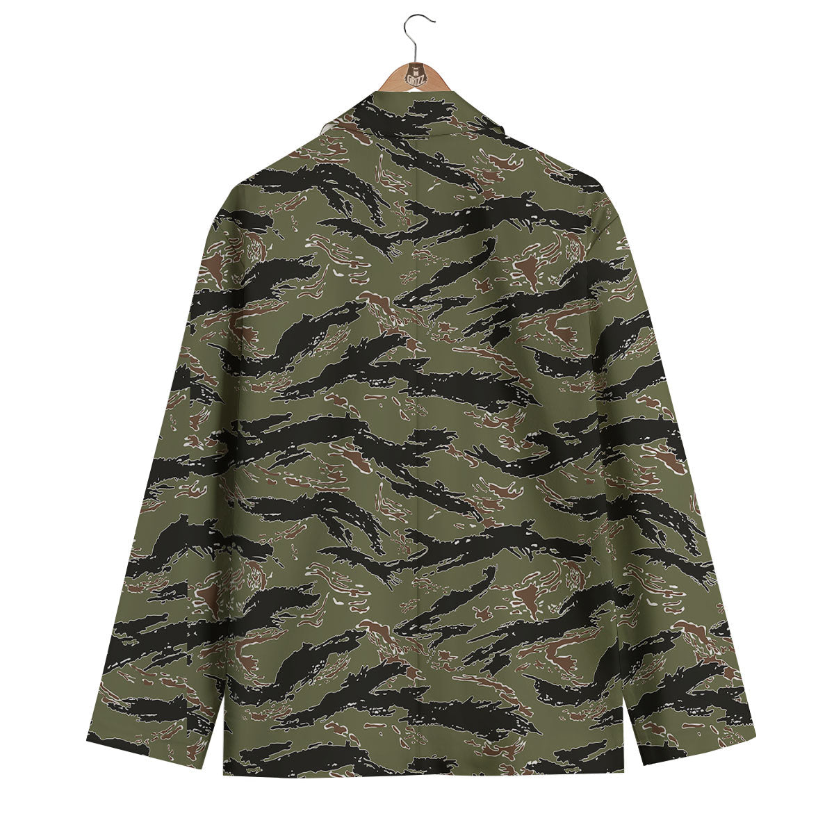 Stripe Camouflage Military Tiger Print Men's Blazer-grizzshop