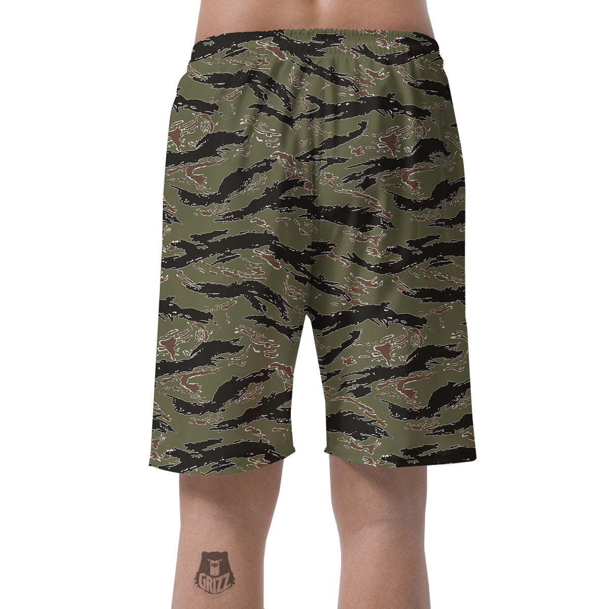 Stripe Camouflage Military Tiger Print Men's Shorts-grizzshop