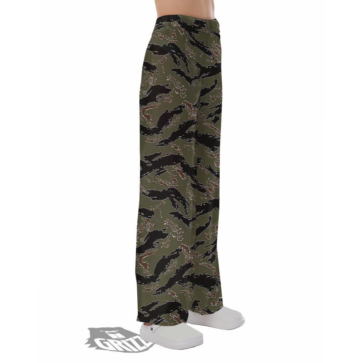 Stripe Camouflage Military Tiger Print Pajama Pants-grizzshop