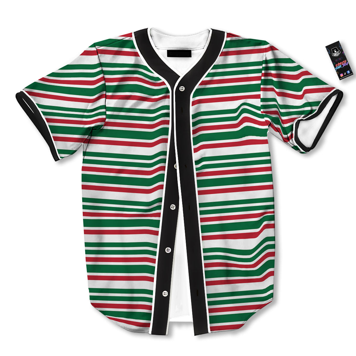 Stripe Candy Cane Print Pattern Baseball Jersey-grizzshop