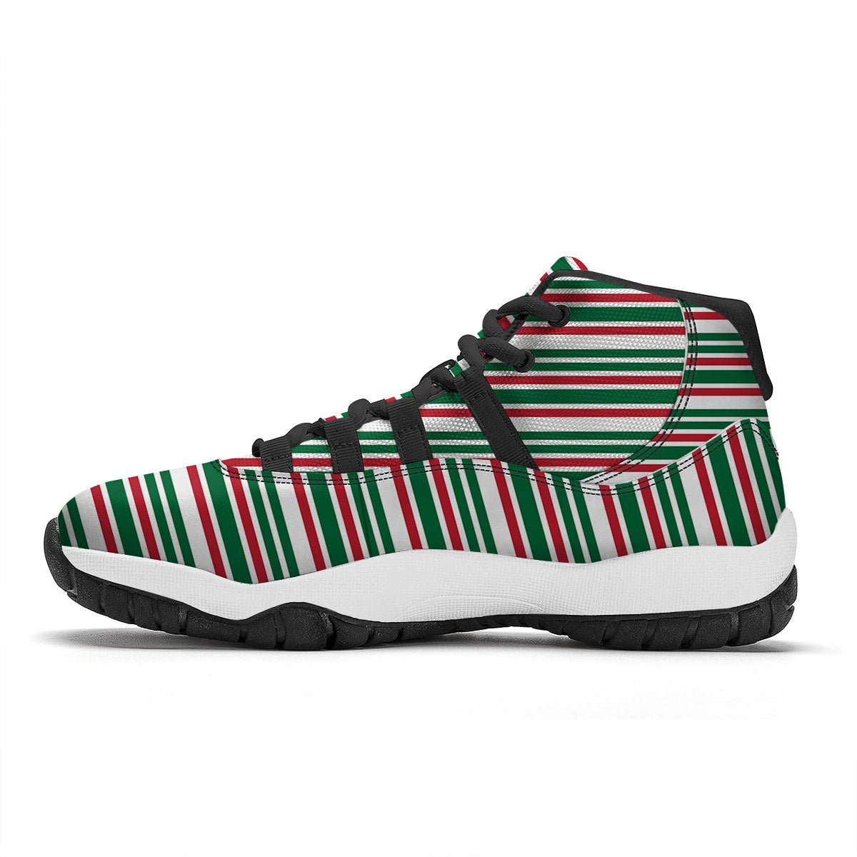 Stripe Candy Cane Print Pattern Black Bball Shoes-grizzshop