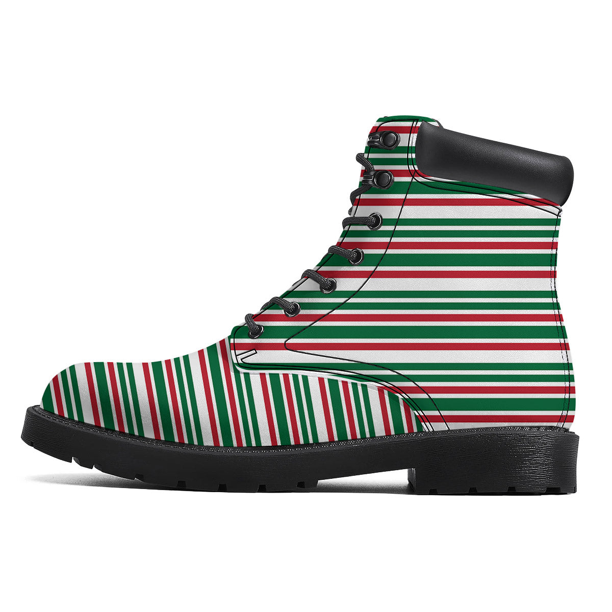 Stripe Candy Cane Print Pattern Boots-grizzshop