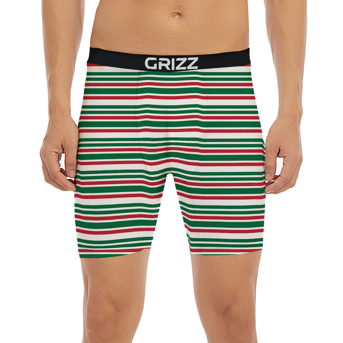 Stripe Candy Cane Print Pattern Boxer Briefs-grizzshop