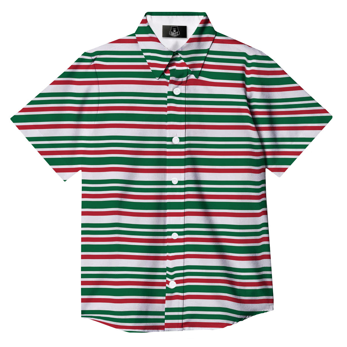 Stripe Candy Cane Print Pattern Button Up Shirt-grizzshop