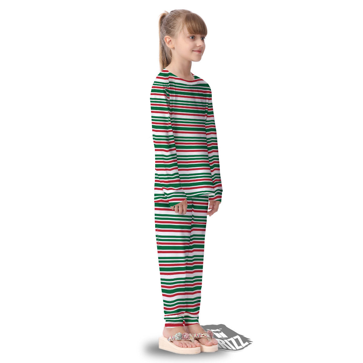 Stripe Candy Cane Print Pattern Kid's Pajamas-grizzshop
