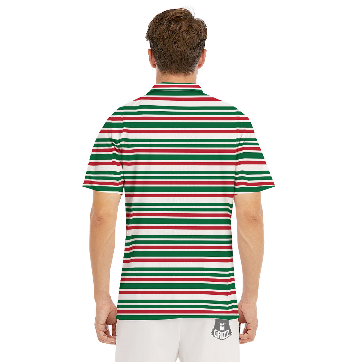 Stripe Candy Cane Print Pattern Men's Golf Shirts-grizzshop