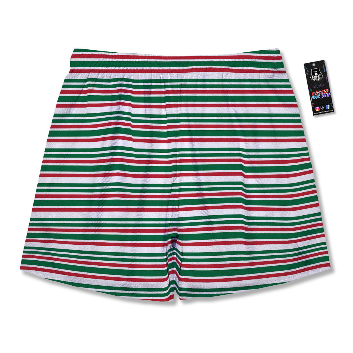Stripe Candy Cane Print Pattern Men's Running Shorts-grizzshop