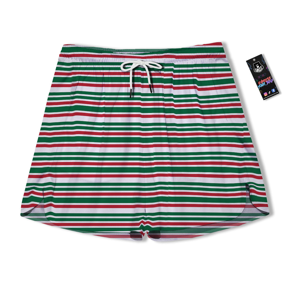 Stripe Candy Cane Print Pattern Men's Running Shorts-grizzshop