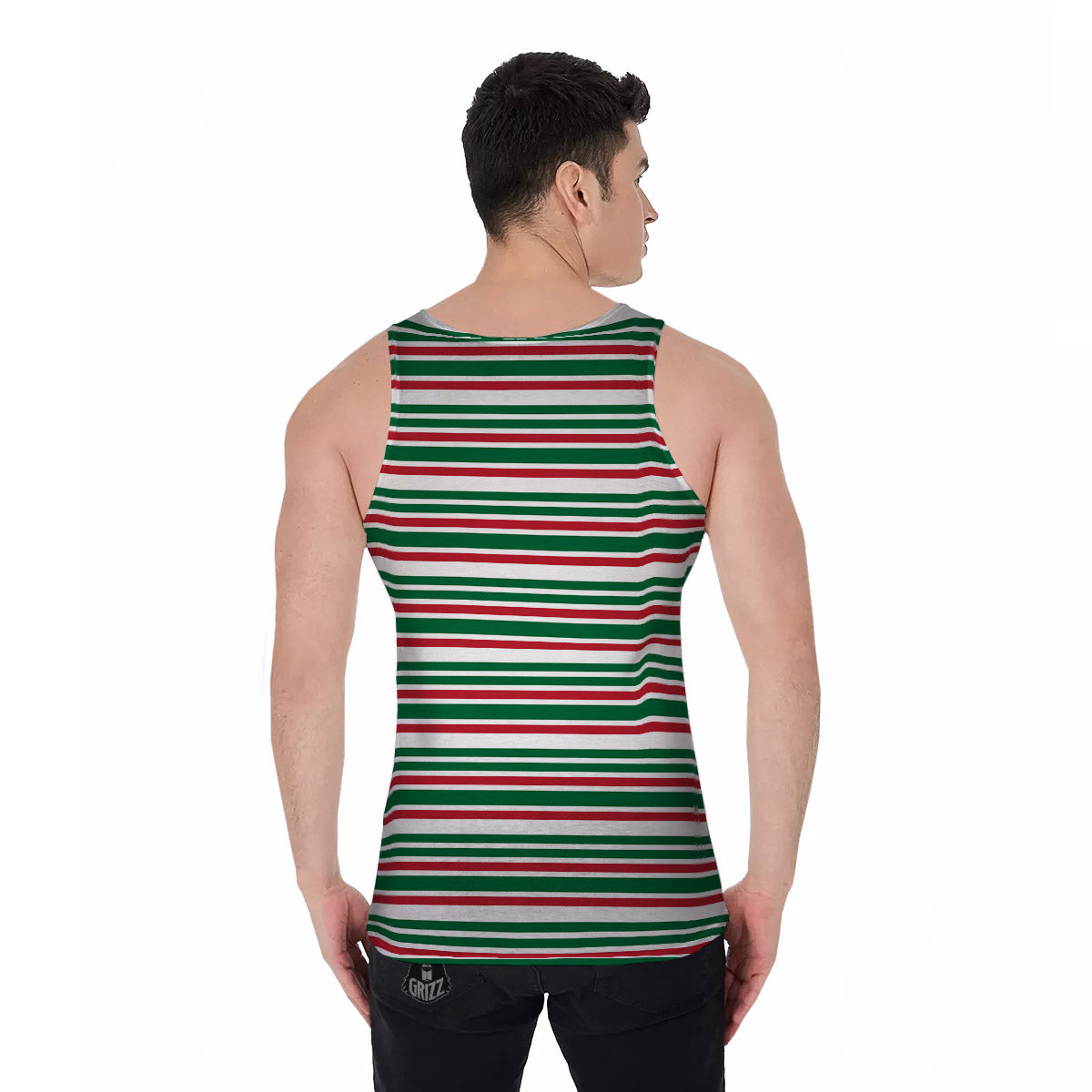 Stripe Candy Cane Print Pattern Men's Tank Top-grizzshop