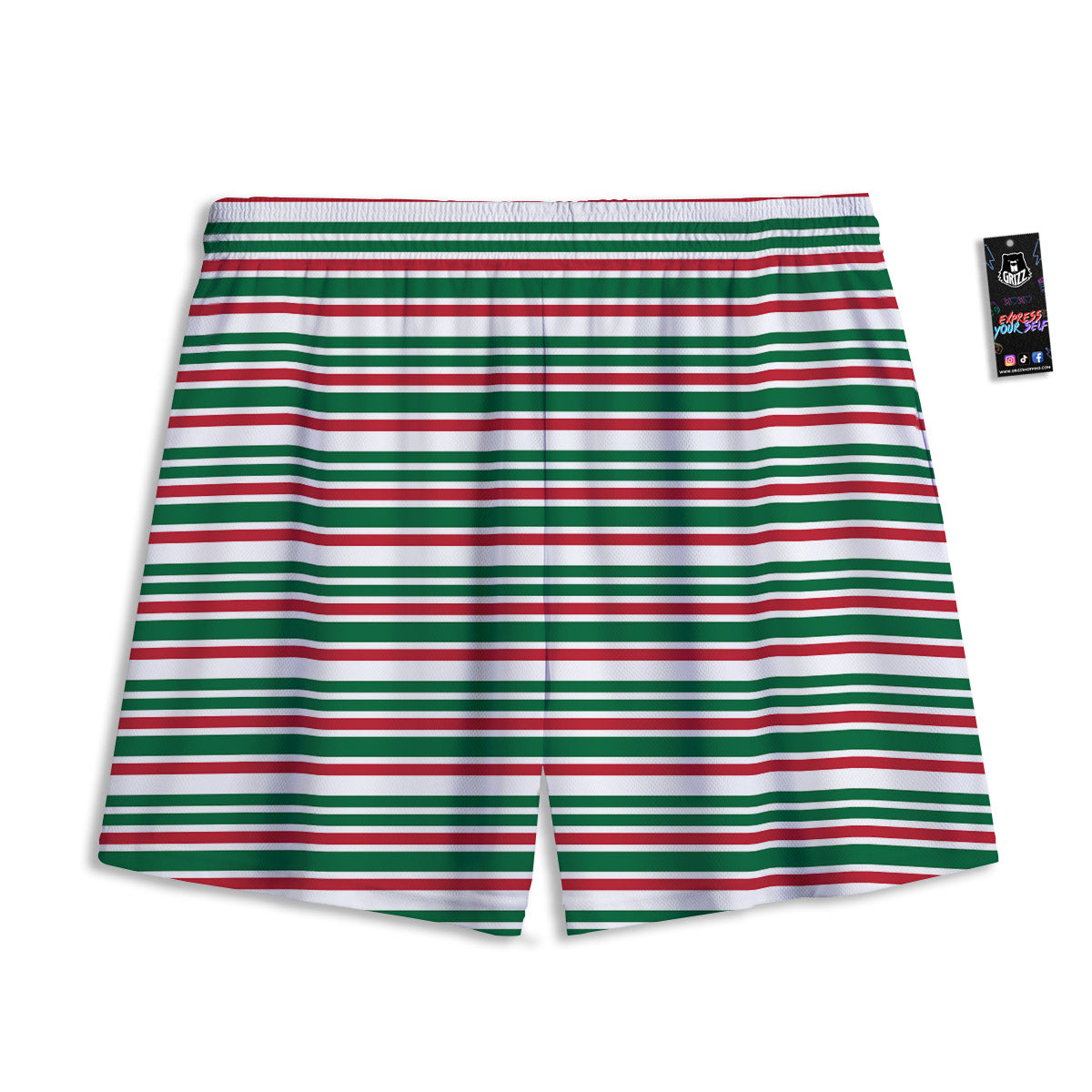Stripe Candy Cane Print Pattern Mesh Shorts-grizzshop
