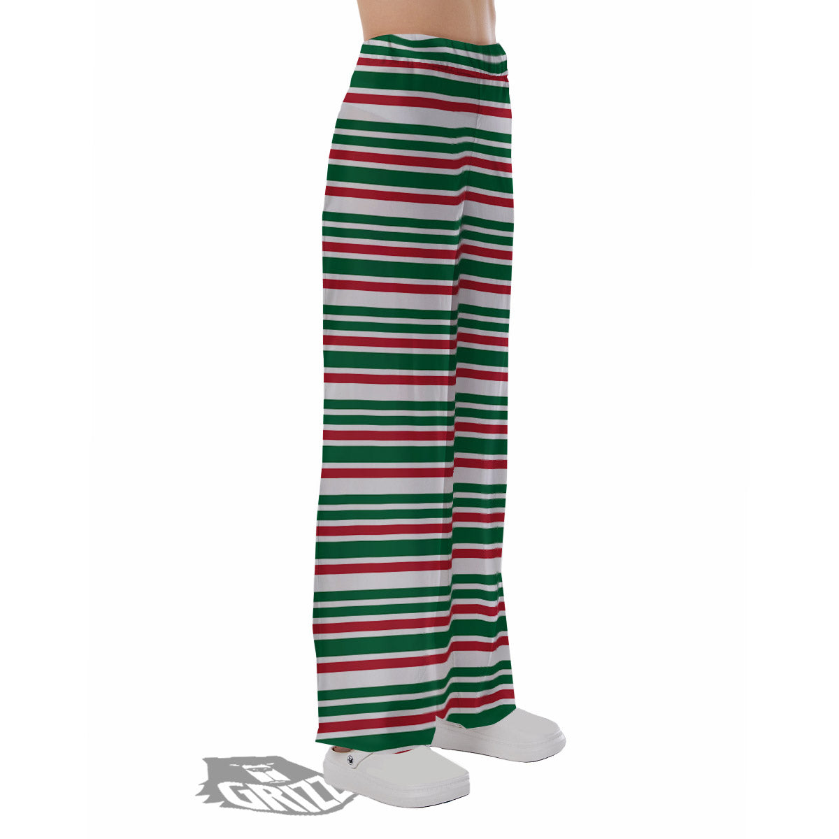 Stripe Candy Cane Print Pattern Pajama Pants-grizzshop