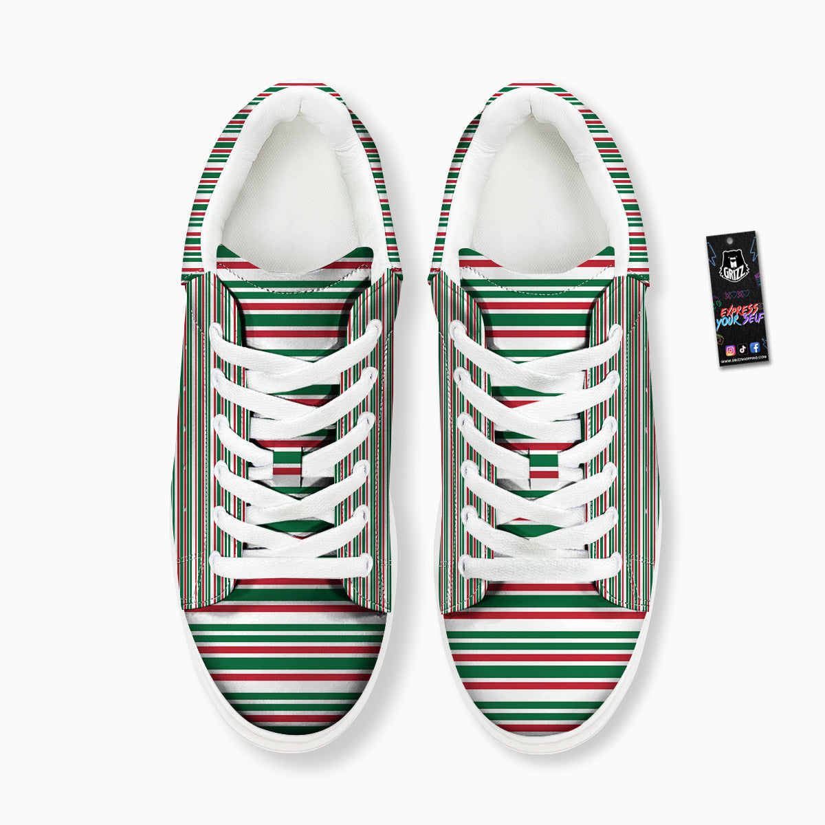 Stripe Candy Cane Print Pattern Platform Shoes-grizzshop