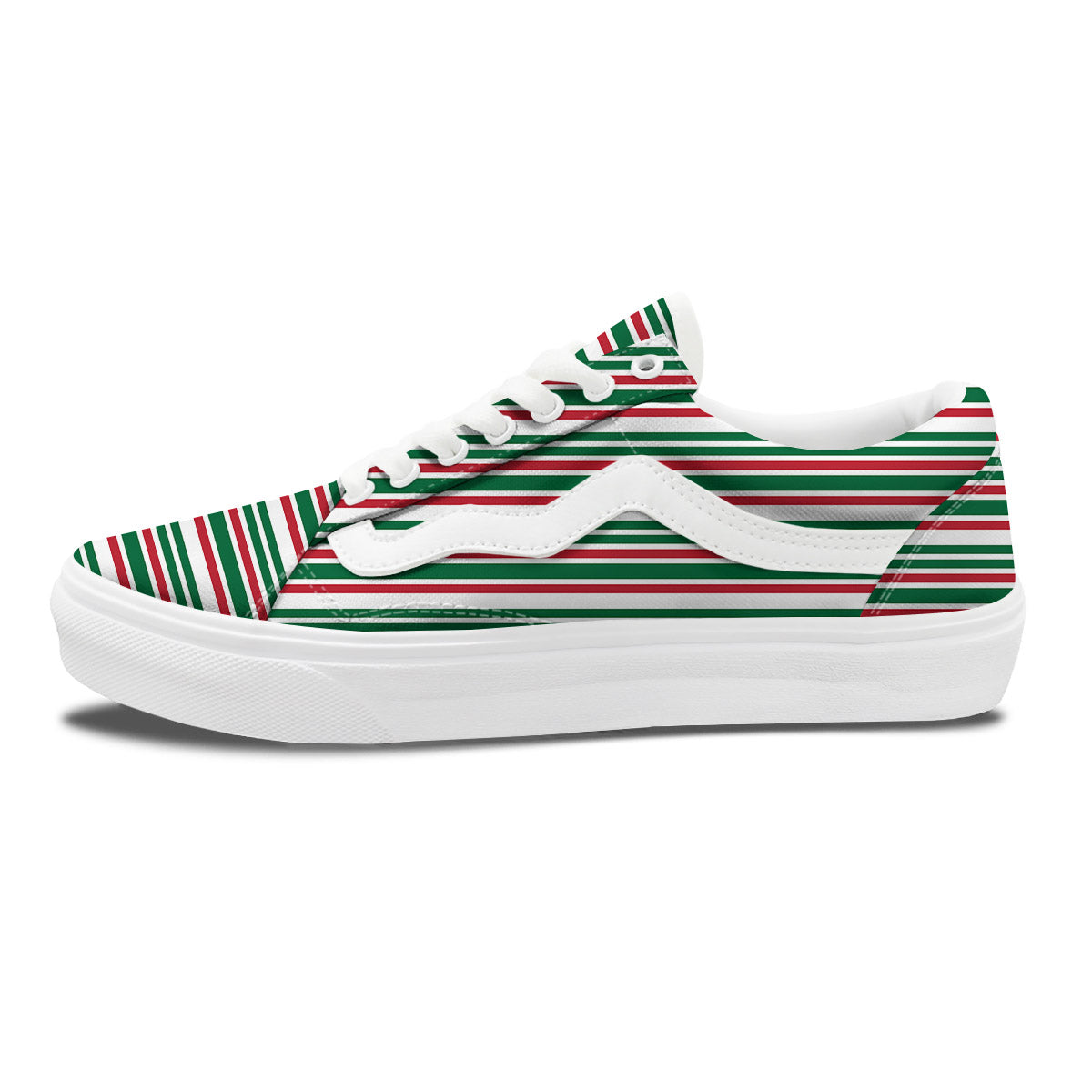 Stripe Candy Cane Print Pattern Skate Shoes-grizzshop