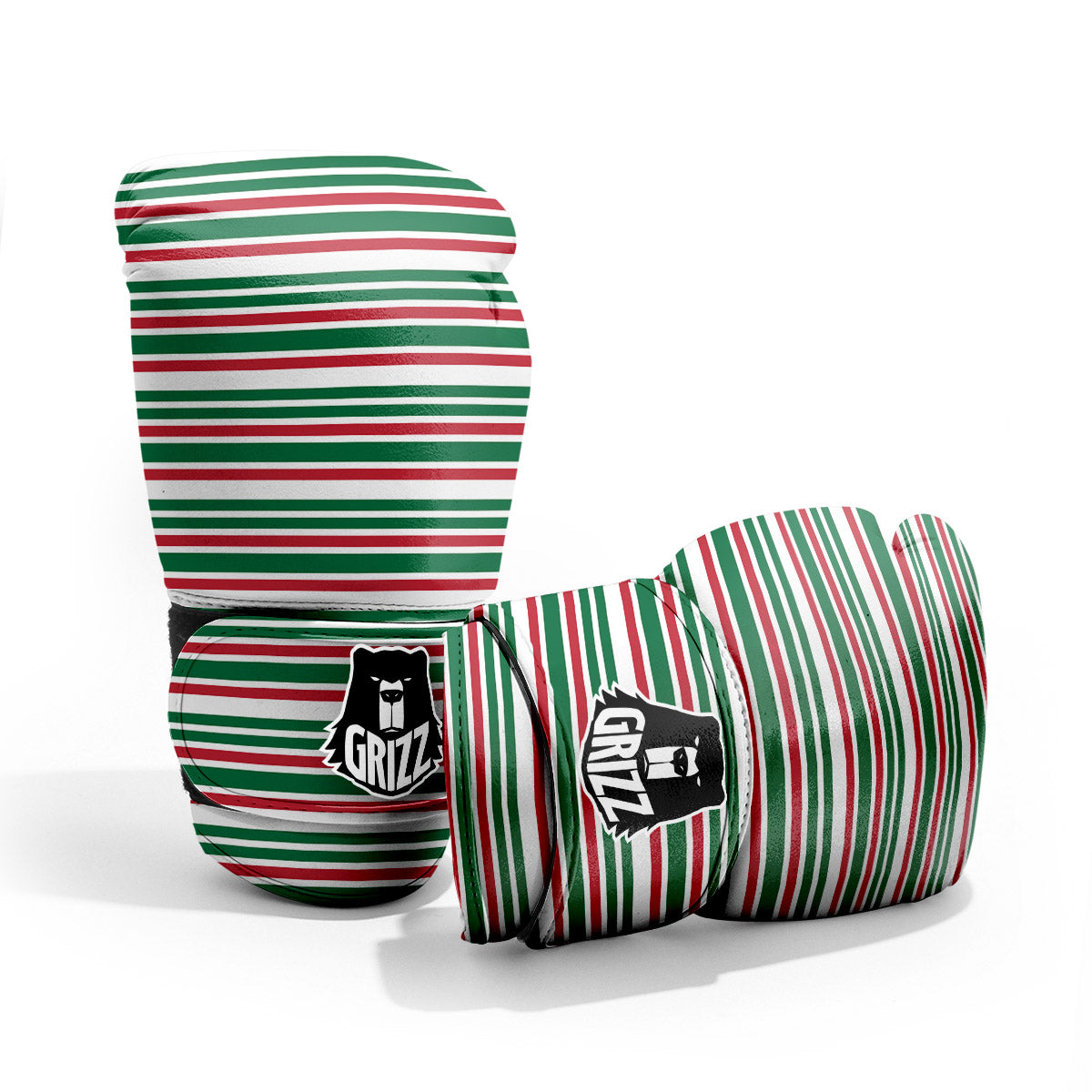 Stripe Candy Cane Print Pattern Pro Boxing Glove