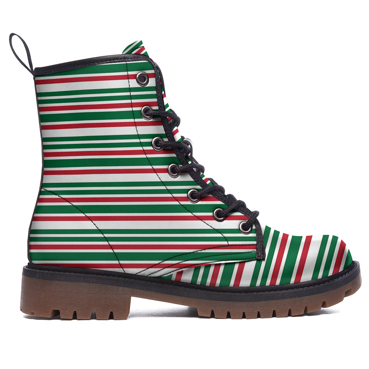 Stripe Candy Cane Print Pattern Work Boots-grizzshop