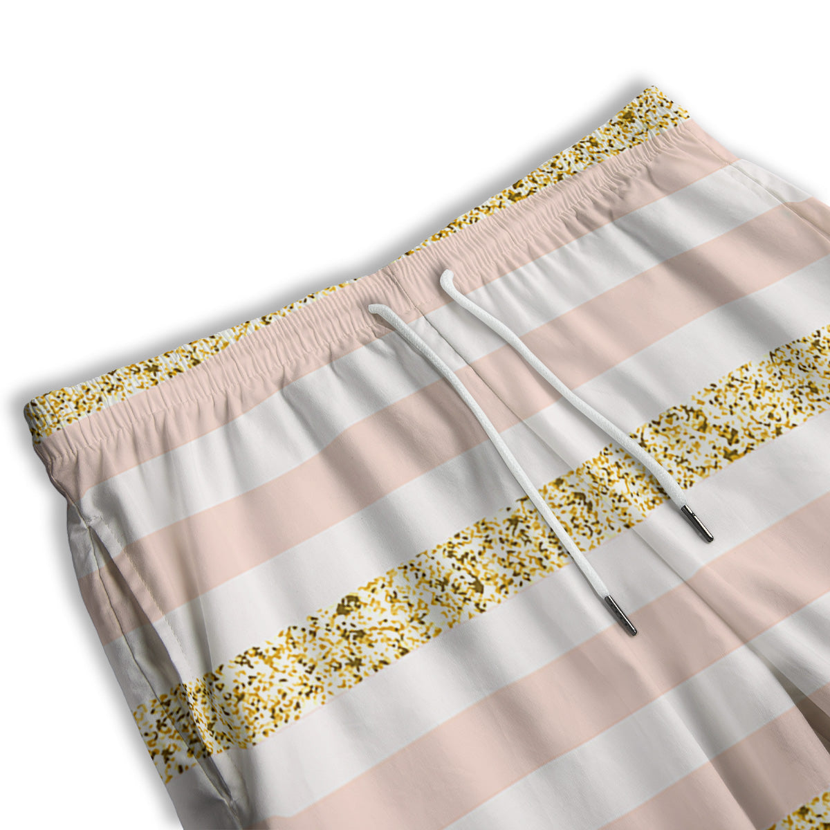 Stripe Glitter Gold Print Pattern Men's Athletic Shorts