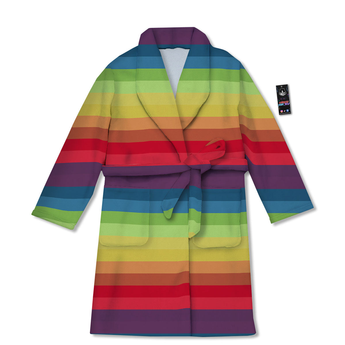 Stripe Rainbow Print Pattern Bathrobe-grizzshop