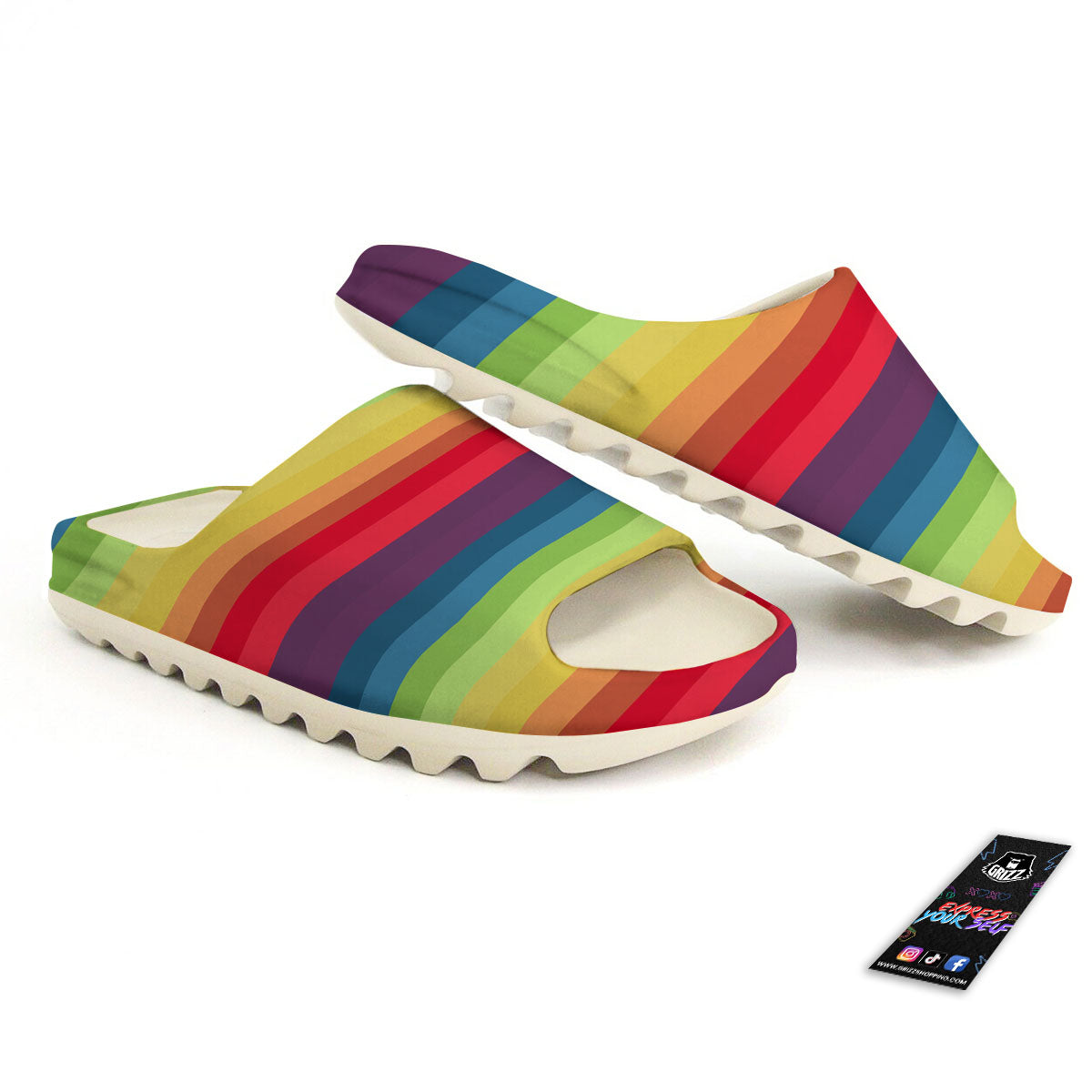 Stripe Rainbow Print Pattern Sandals-grizzshop