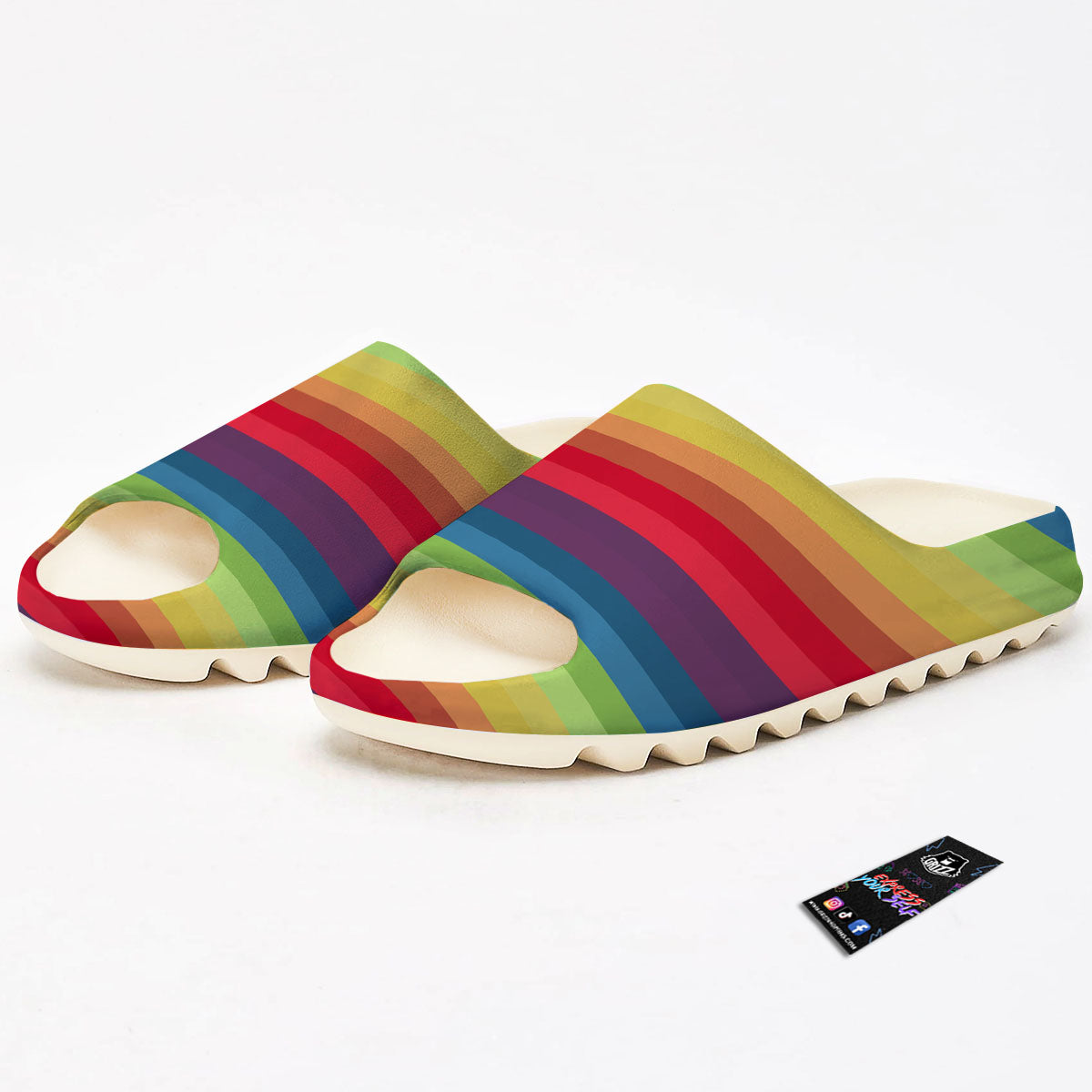 Stripe Rainbow Print Pattern Sandals-grizzshop