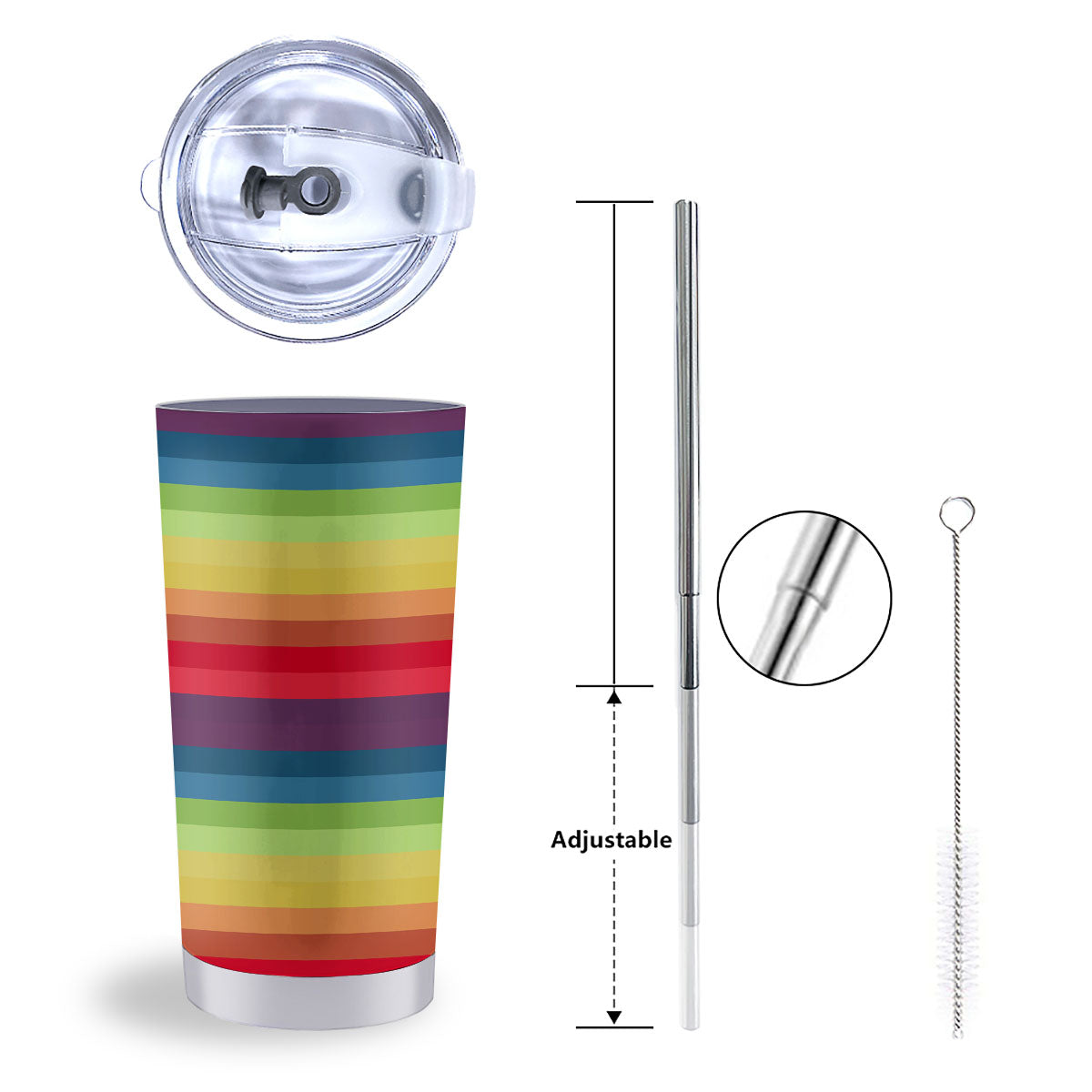 Stripe Rainbow Print Pattern Tumbler-grizzshop