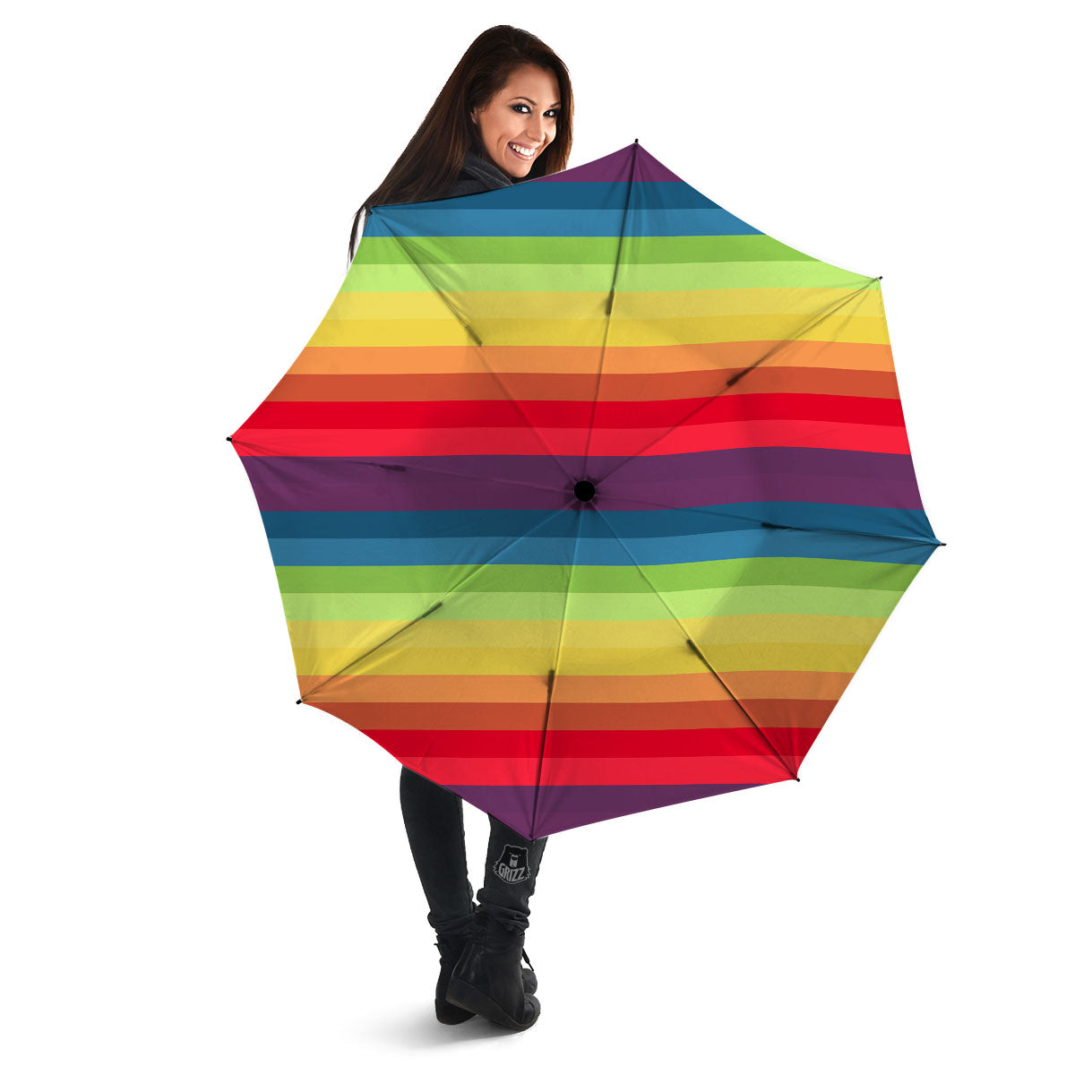 Stripe Rainbow Print Pattern Umbrella-grizzshop