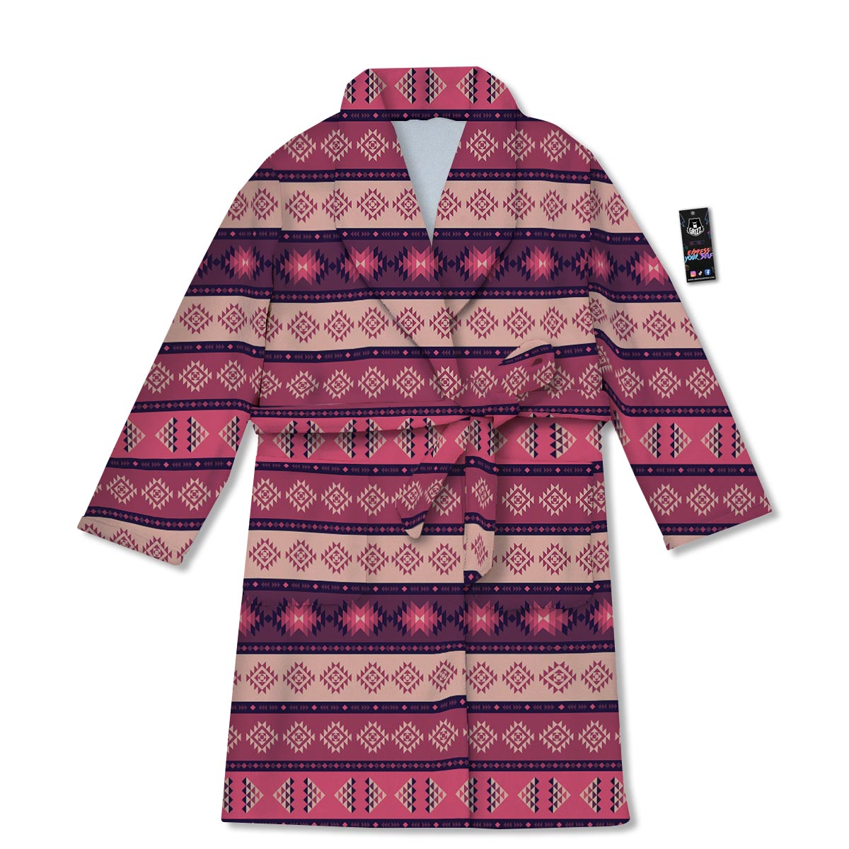 Stripe Southwestern Print Pattern Bathrobe-grizzshop