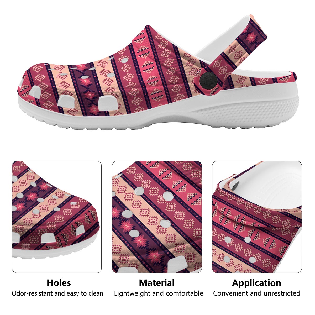 Stripe Southwestern Print Pattern Clog-grizzshop