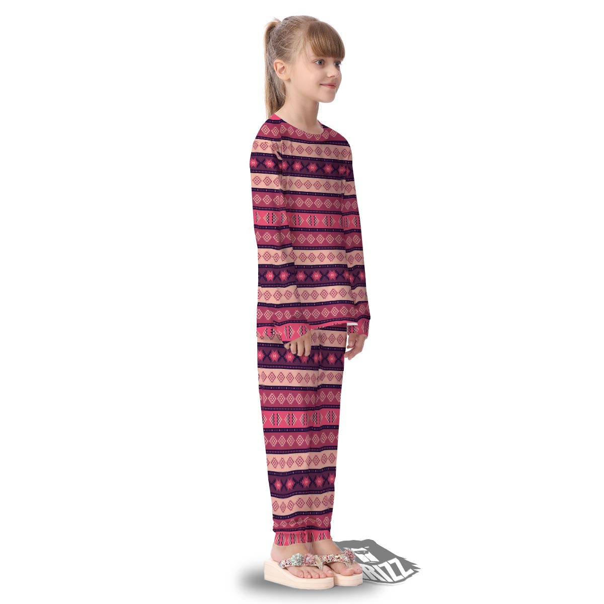 Stripe Southwestern Print Pattern Kid's Pajamas-grizzshop
