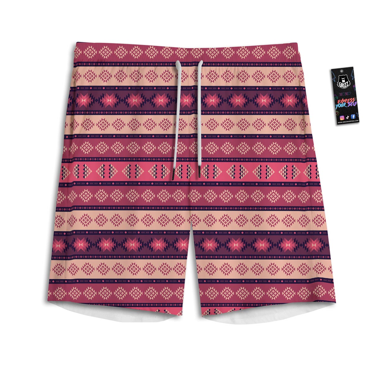 Stripe Southwestern Print Pattern Men's Athletic Shorts