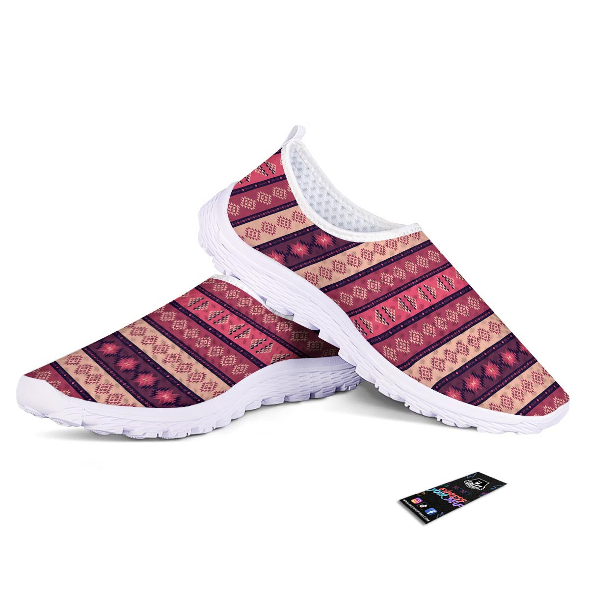 Stripe Southwestern Print Pattern Nurse Shoes-grizzshop