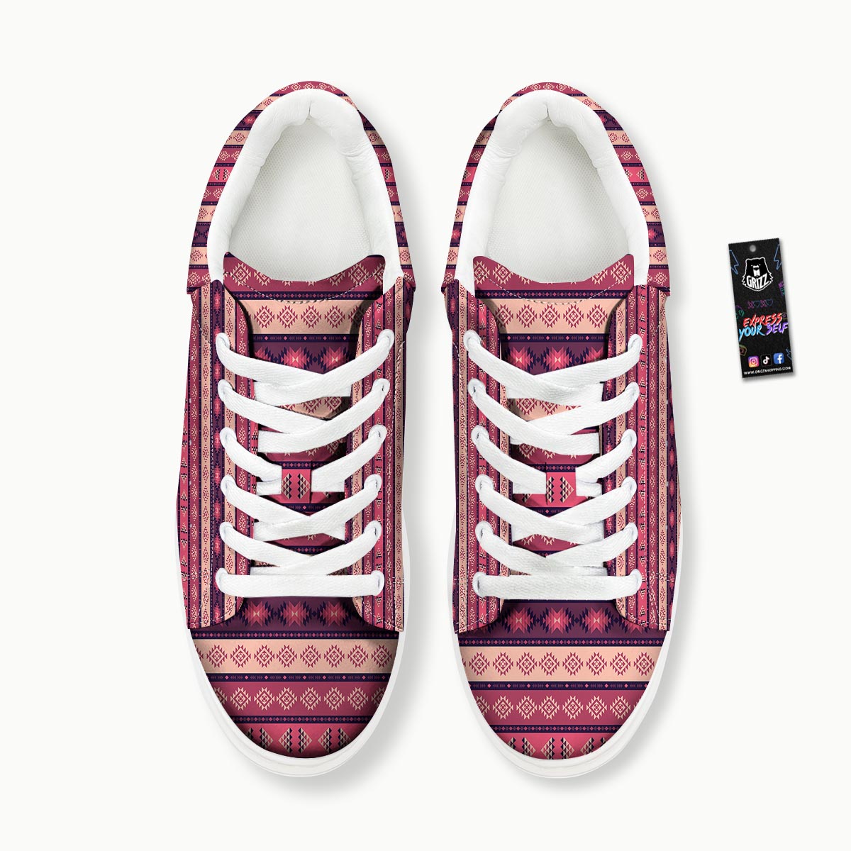 Stripe Southwestern Print Pattern Platform Shoes-grizzshop
