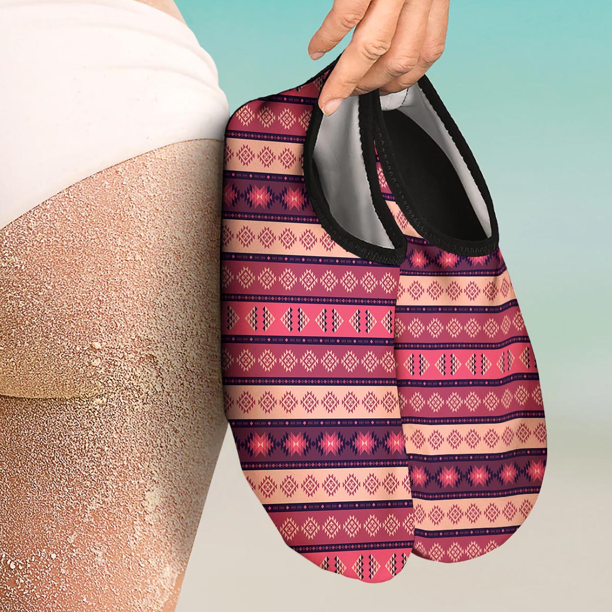 Stripe Southwestern Print Pattern Water Shoes-grizzshop