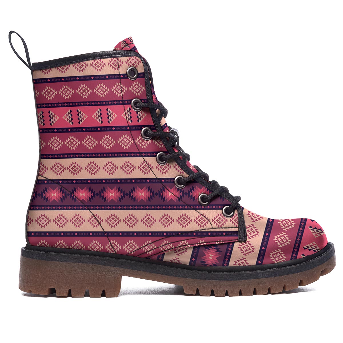 Stripe Southwestern Print Pattern Work Boots-grizzshop