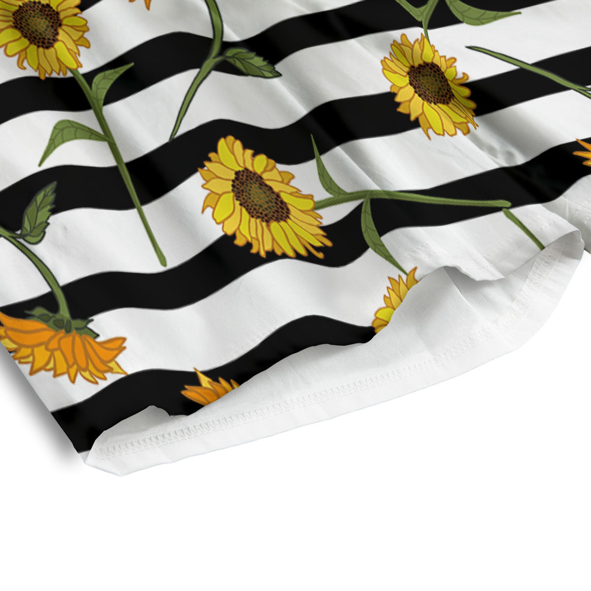Stripe Sunflower White And Black Print Pattern Men's Athletic Shorts