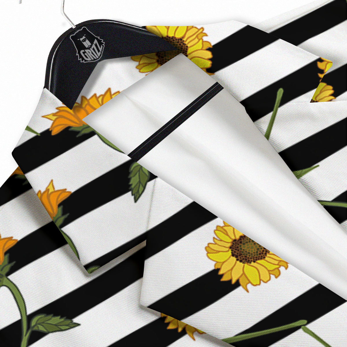 Stripe Sunflower White And Black Print Pattern Men's Sport Coat-grizzshop
