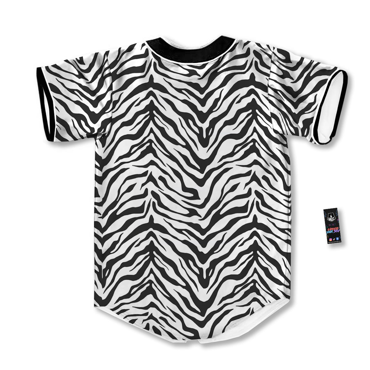 Stripe White Tiger Print Pattern Baseball Jersey-grizzshop