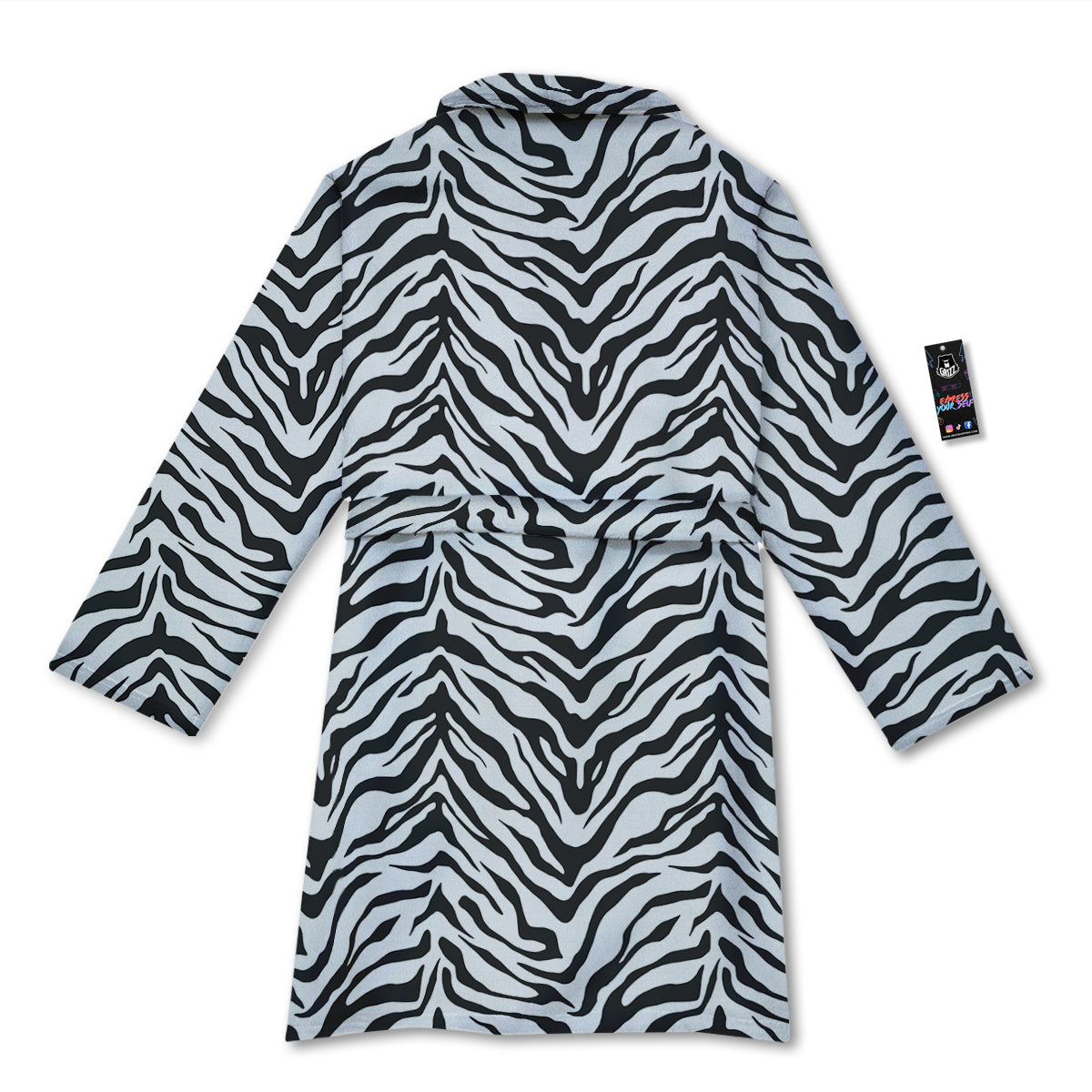 Stripe White Tiger Print Pattern Bathrobe-grizzshop