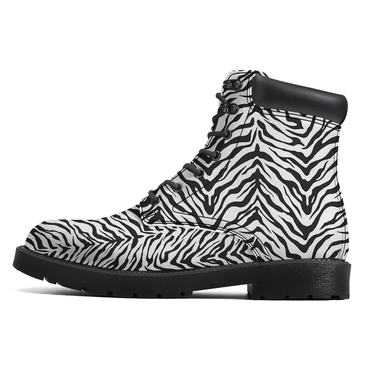 Stripe White Tiger Print Pattern Boots-grizzshop