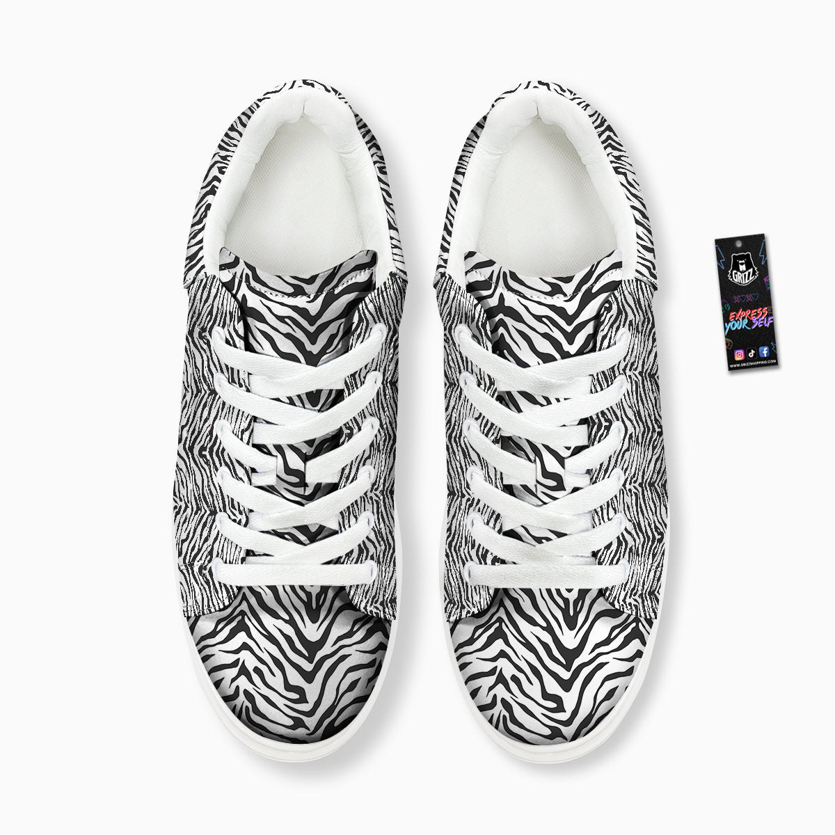 Stripe White Tiger Print Pattern Platform Shoes-grizzshop