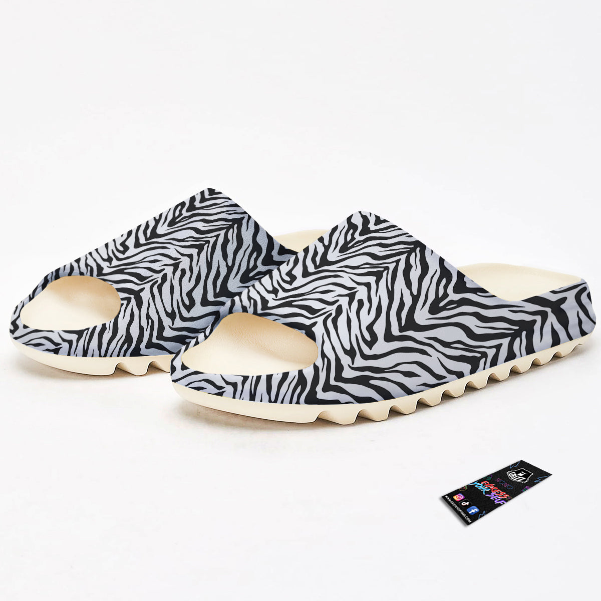 Stripe White Tiger Print Pattern Sandals-grizzshop