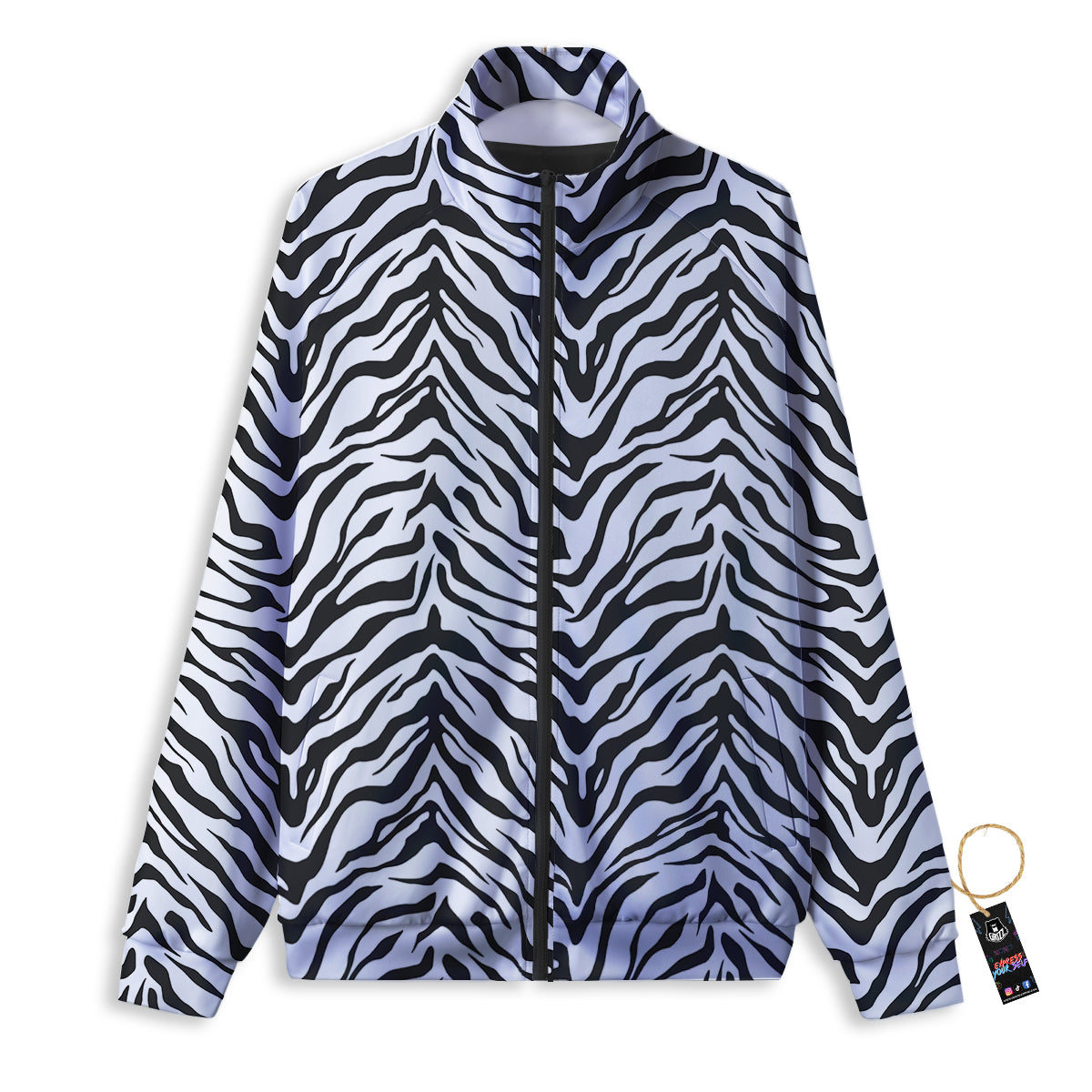 Stripe White Tiger Print Pattern Track Jacket-grizzshop