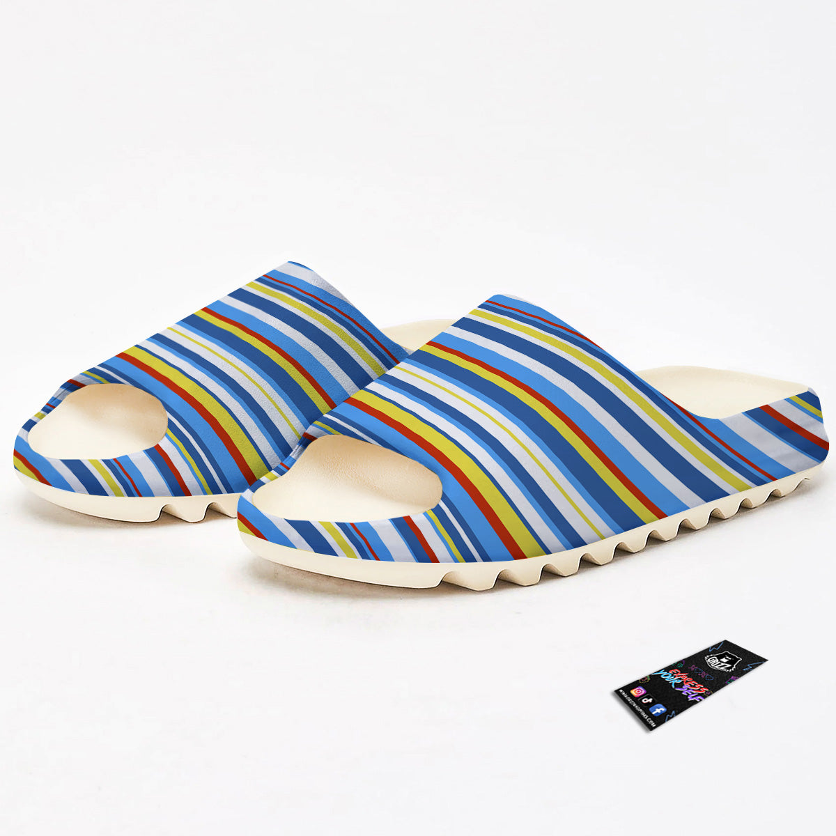 Stripe Autism Awareness Color Print Pattern Sandals-grizzshop