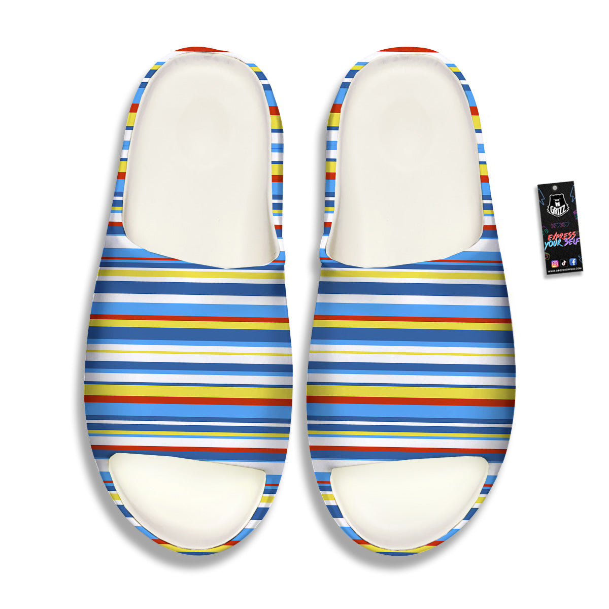 Stripe Autism Awareness Color Print Pattern Sandals-grizzshop