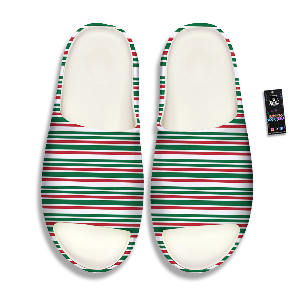 Stripe Candy Cane Print Pattern Sandals-grizzshop