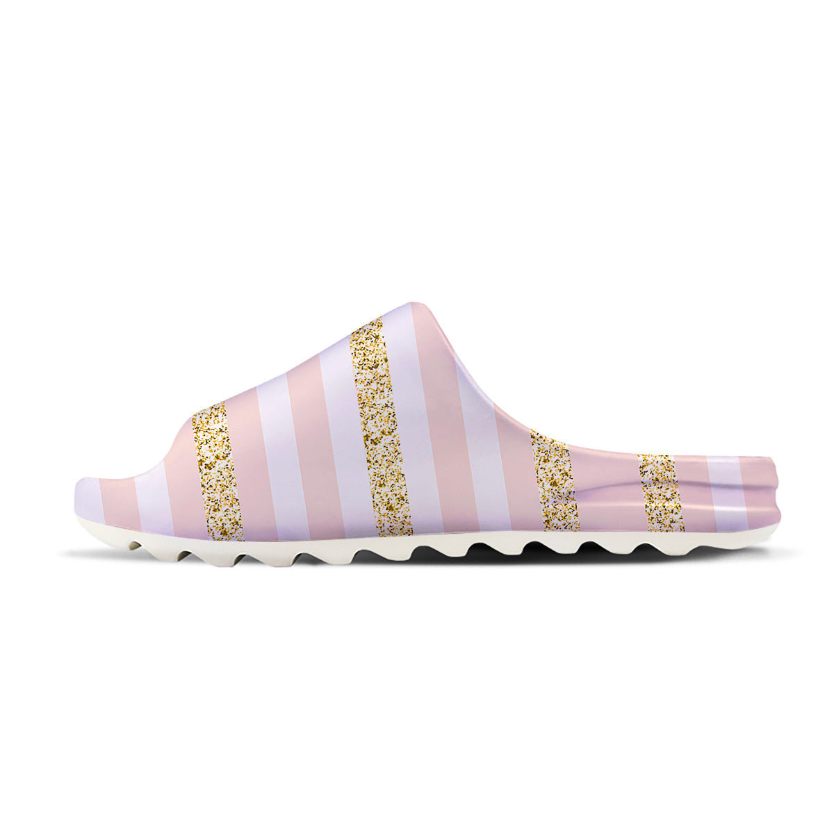 Stripe Glitter Gold Print Pattern Sandals-grizzshop
